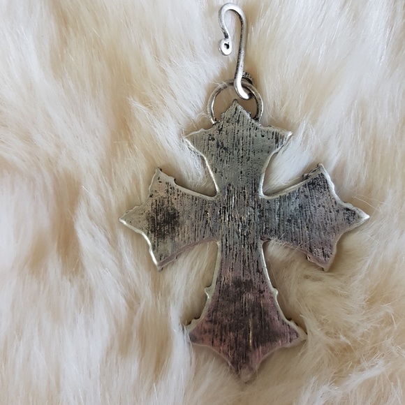 Turquoise and rhinestone cross - Picture 4 of 4